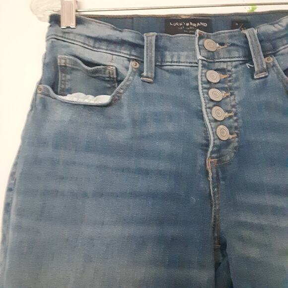 Lucky Brand Jeans Mid Rise Super Skinny Ava Women's 4/27 Ankle Fringe Distressed - Picture 2 of 13